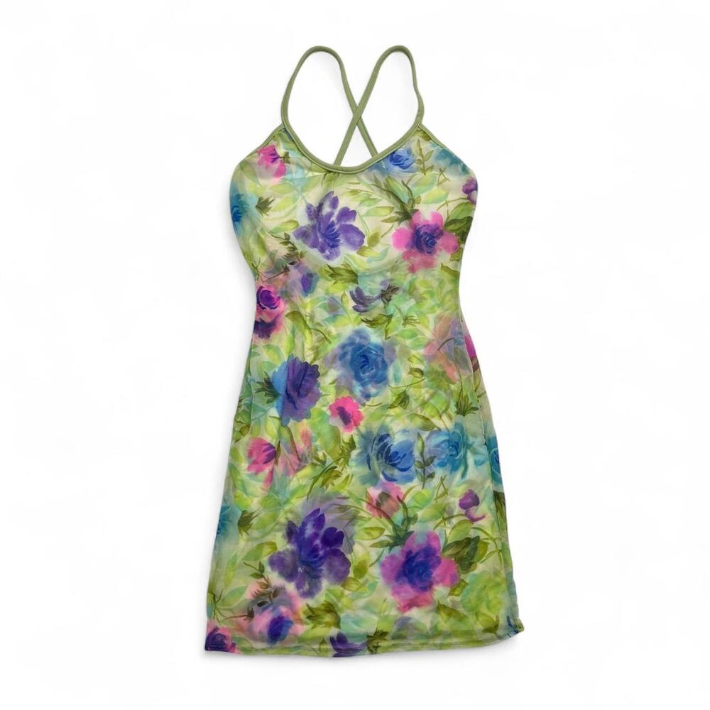 Y2K Floral Mini sheer layering dress size small brand : delicate illusions